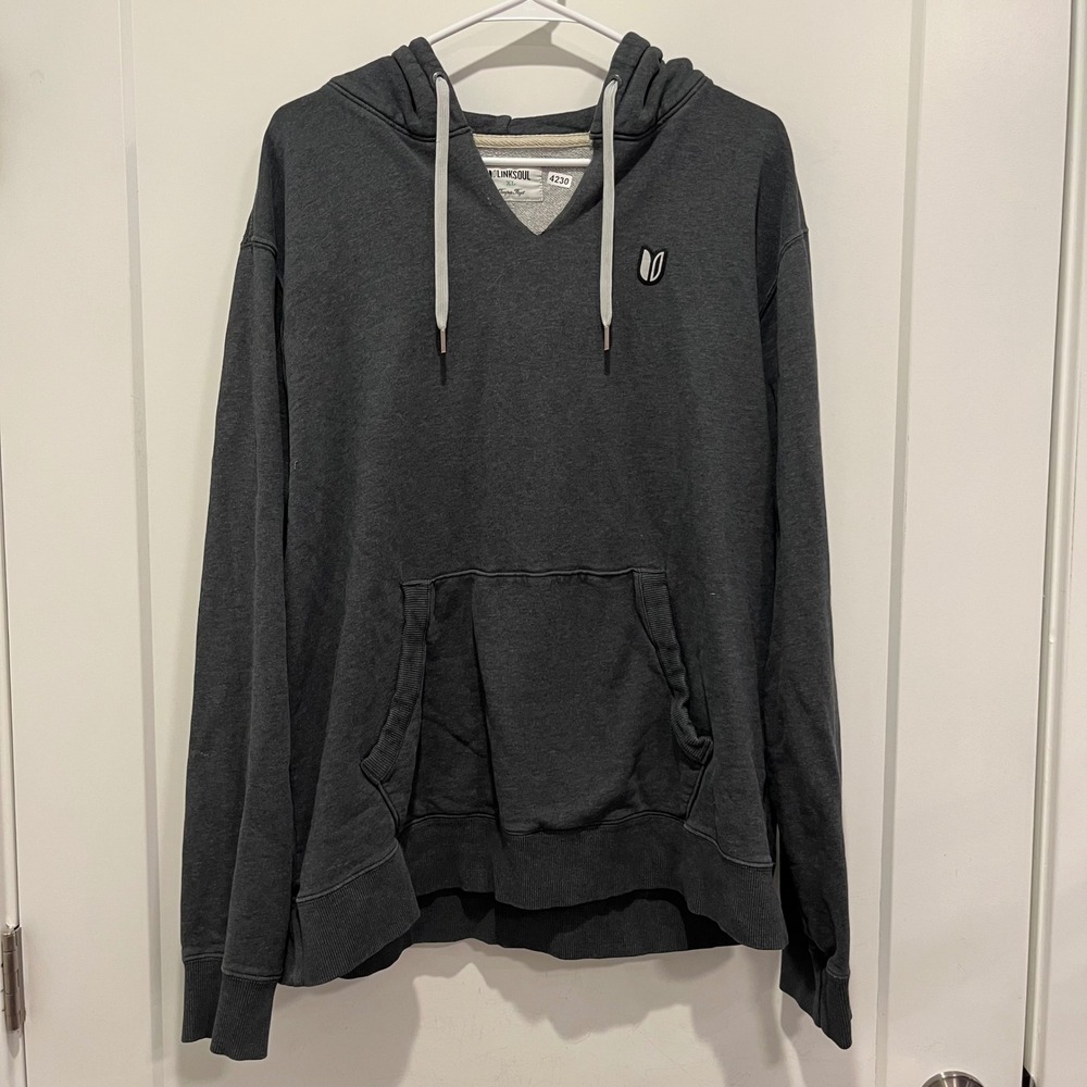 Linksoul Tempus Fugit Mens XL Gray Heather French Terry Golf Hoodie Sweatshirt